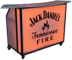 48 Portable Bar w/ Jack Daniels Fire Logo & Black Frame